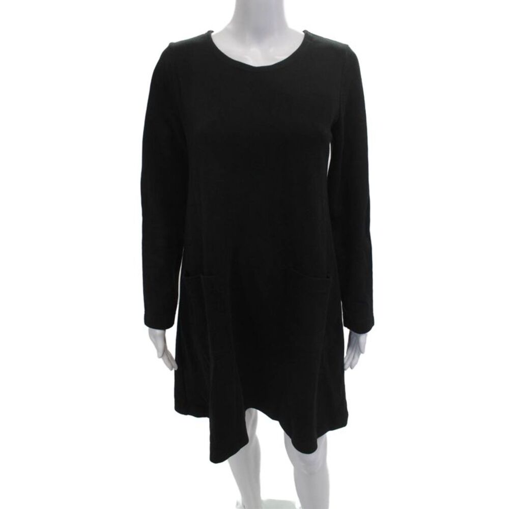 Armor Lux Women Black Sweater Dress Long Sleeve Button Viscose Size 0